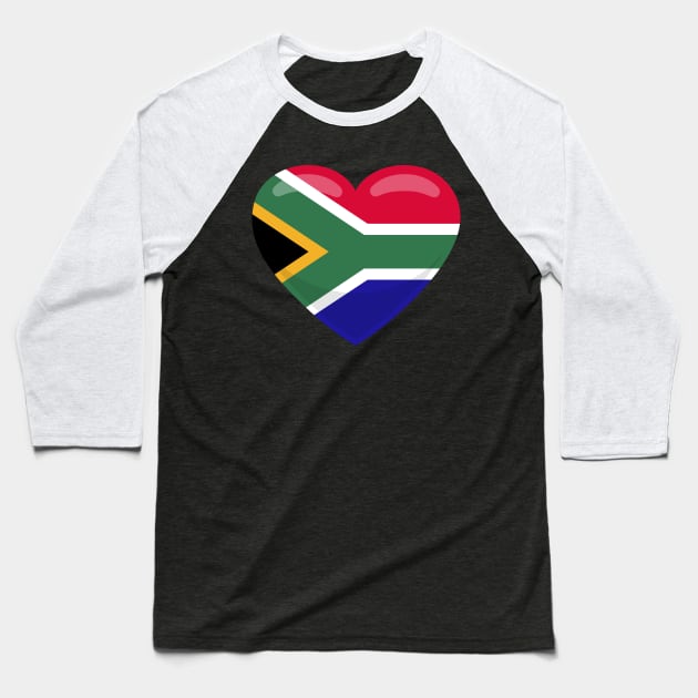 South Africa Flag Heart Baseball T-Shirt by SunburstGeo